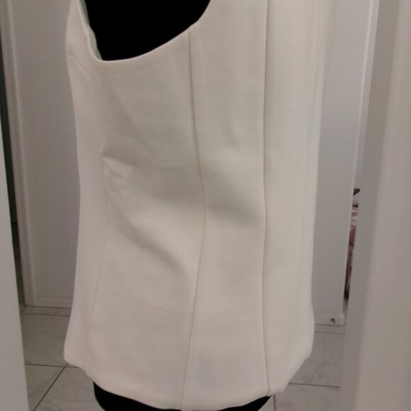 New EXPRESS Cream Ponte V-Neck Seamed Sleeveless Top Blouse L NWT - Picture 9 of 10